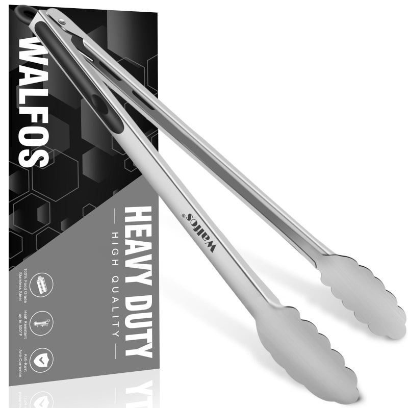Walfos 17 Inch Extra Long Grill Tongs, Ultimate Stainless Steel BBQ Tongs for Grilling, Cooking, BBQ/Barbecue, Buffet and Turning Food - Image 1